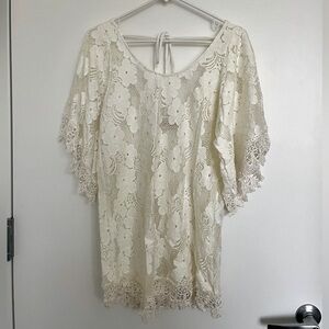 Floral lace boho beach cover up